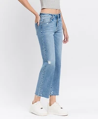 Flying Monkey Women's High Rise Distressed Ankle Straight Jeans