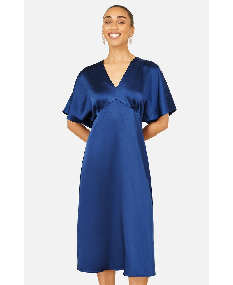 Yumi Women's Satin Midi Kimono Dress