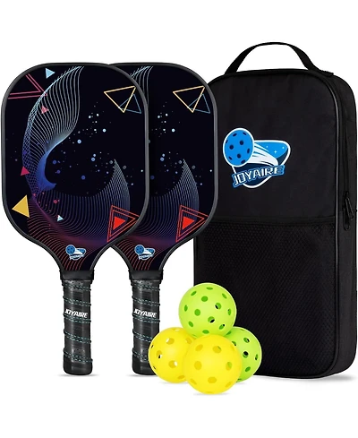 Joyaire Usapa-Approved Pickleball Paddles Set of 2 with 4 Balls & Bag - 7.5oz Lightweight Carbon Fiber Honeycomb Core