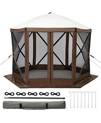 Gaomon 11.5x11.5 ft 6-Sided Pop-Up Gazebo Tent, Waterproof Uv Screen, Portable Sun Shelter with Carry Bag & Stakes, Outdoor Party