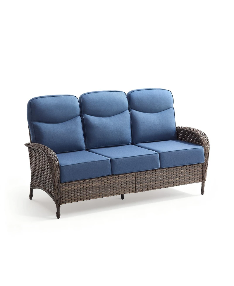 Gymojoy 3-Seat Brown Pe Wicker Outdoor Couch with Olefin Cushions