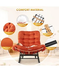gaomon Rocking Papasan Chair with Detachable Flannel Cushion & Extendable Footrest, Cozy Seating for Porch, Lawn & Living Room
