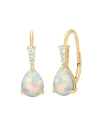 Macy's Created Opal (9/10 ct. t.w.) & Created White Sapphire (1/8 ct. t.w.) Earrings in 14k Yellow Gold-Plated Sterling Silver