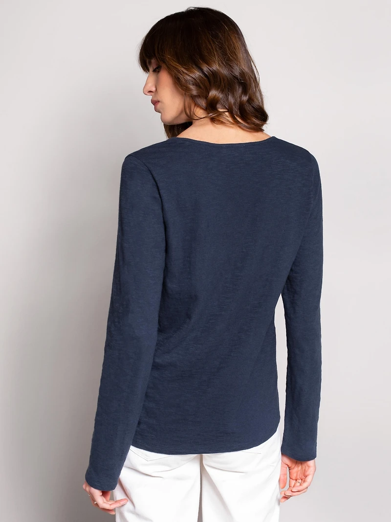 Celtic & Co. Women's Slub Jersey Scoop Neck Henley Top