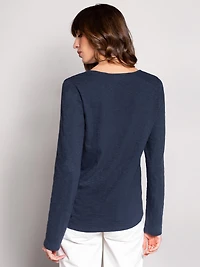 Celtic & Co. Women's Slub Jersey Scoop Neck Henley Top