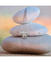 Curata Jewelry 925 Sterling Silver 18 Inch 20mm Filigree Guardian Angel Charm Necklace