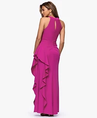 Xscape Women's Crisscross Halter Side-Ruffled Gown