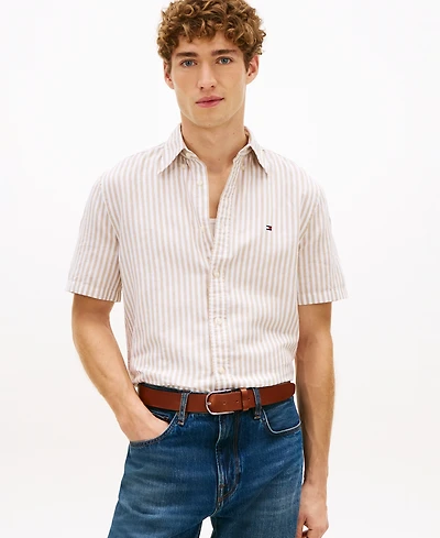 Tommy Hilfiger Men's Bengal Stripe Short-Sleeve Shirt, Regular and Big & Tall