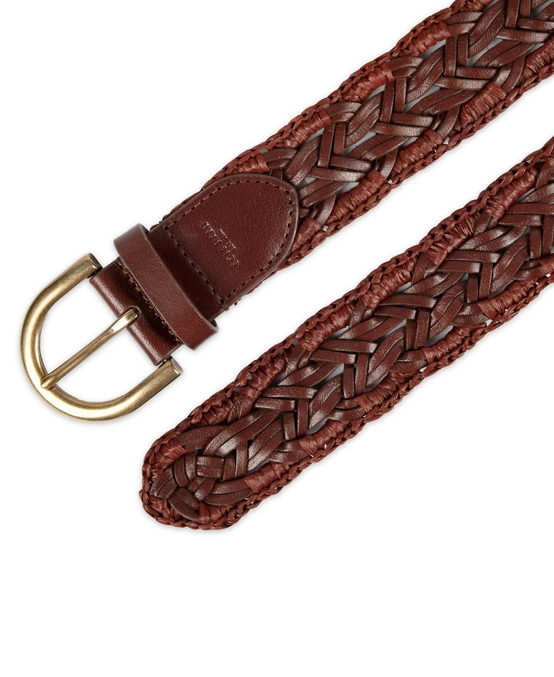 Cole Haan Women's Fully Adjustable Raffia and Leather Braided Belt