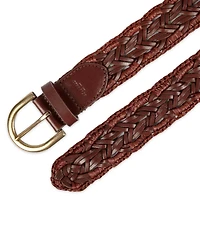 Cole Haan Women's Fully Adjustable Raffia and Leather Braided Belt