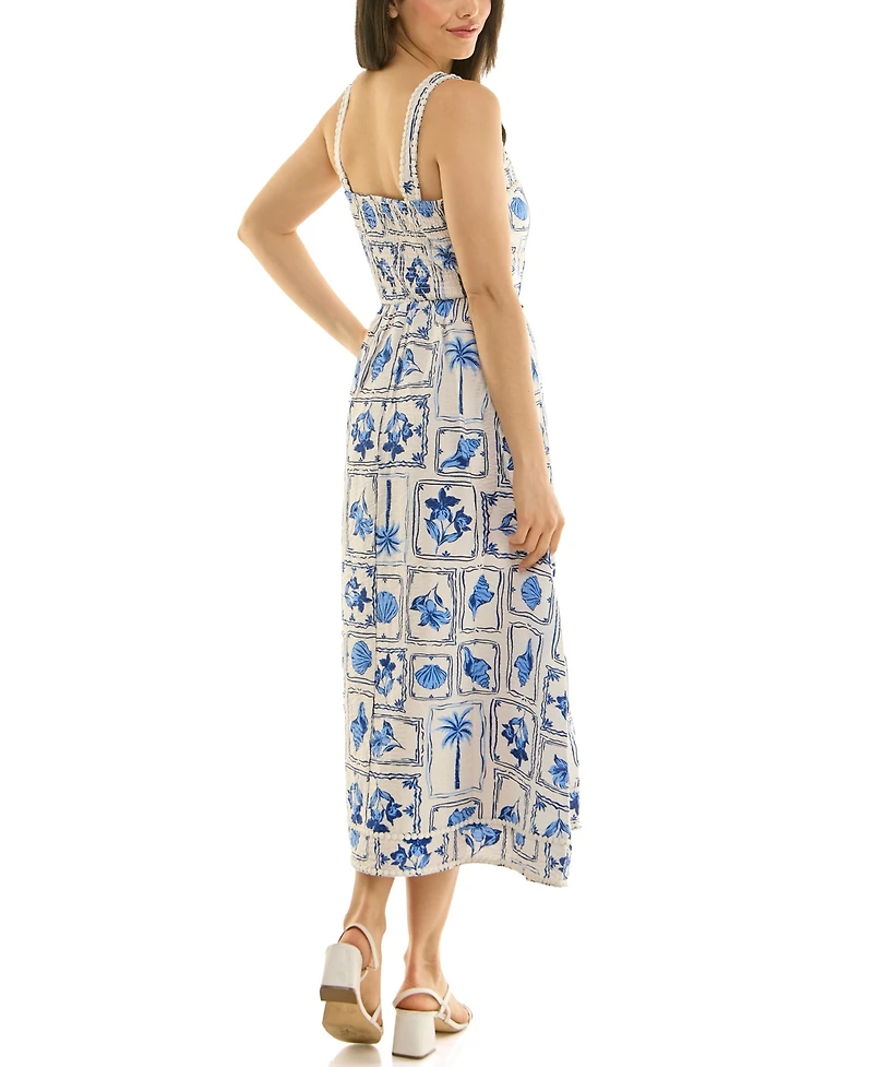Planet Gold Women's V-Neck Printed Midi Dress, Created for Macys