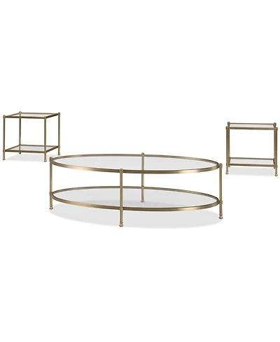 Isla 3-Pc. Glass Oval Coffee Table and End Table Set