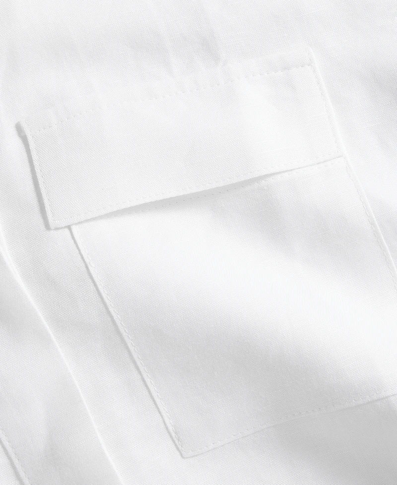 I.n.c. International Concepts Petite Linen-Blend Short-Sleeve Button-Front Shirt, Exclusively at Macy's