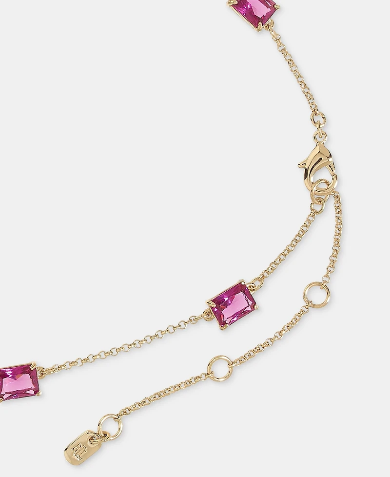 Lauren Ralph Lauren Gold-Tone Fuchsia Station Collar Necklace