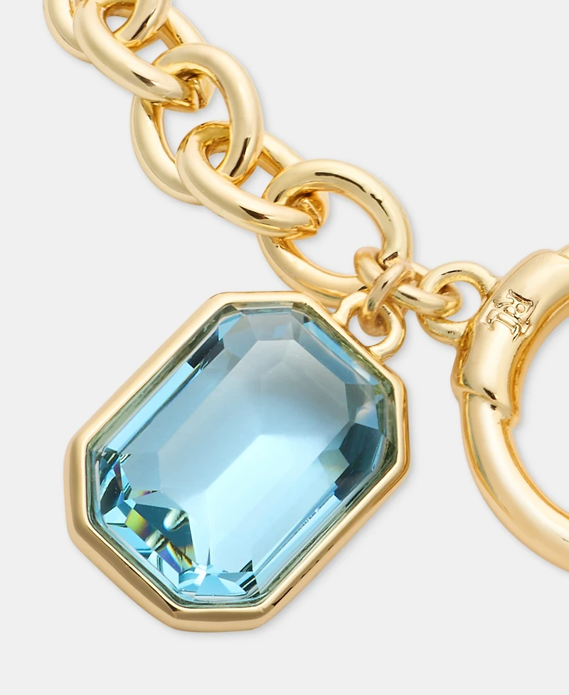 Lauren Ralph Gold-Tone Aqua Stone Flex Bracelet