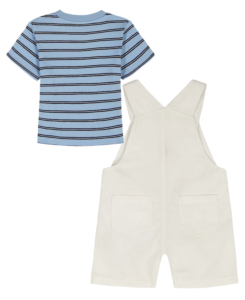 Tommy Hilfiger Baby Boys' Striped T-Shirt and Twill Shortalls, 2-Piece Set