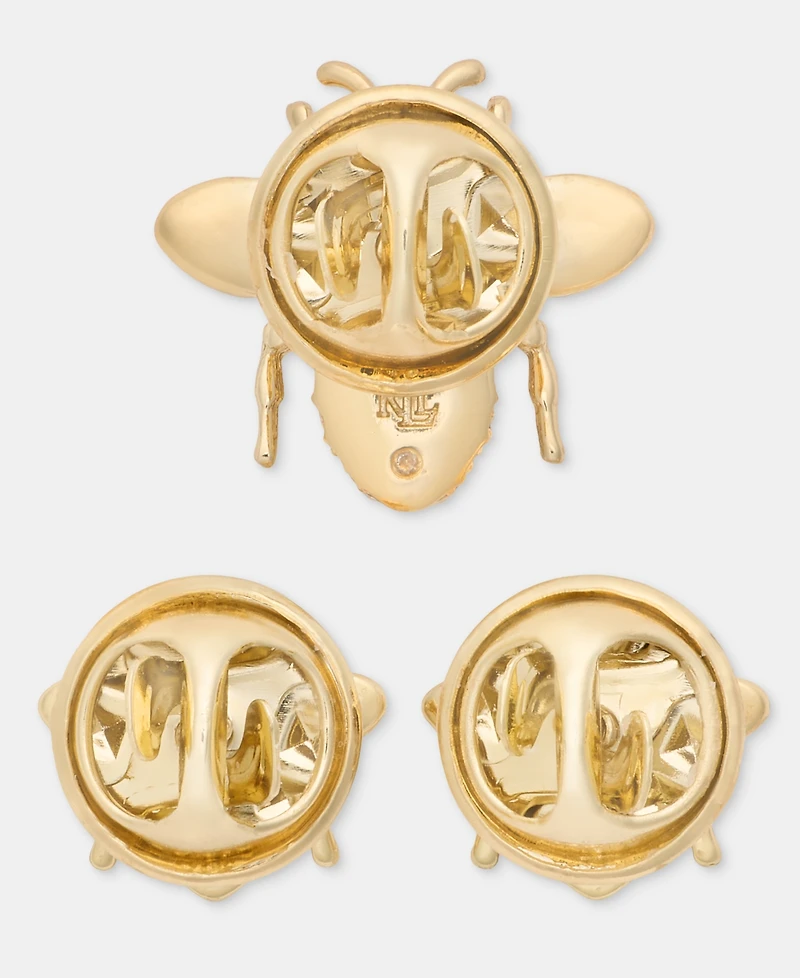 Lauren Ralph Lauren Gold-Tone Boxed Crystal Bee Pins, Set of 3