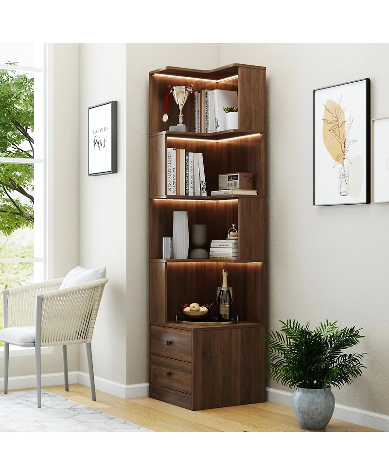 Rainsken 4 Tier Corner Bookshelf