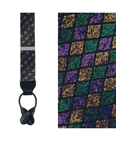 Trafalgar Men's Carnival Diamond Novelty Silk Button End Suspenders