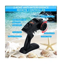 Bruce & Shark 2.4GHz Rc Jet Speedboat – 22mph High-Speed with Self-Righting & Led Lights for Kids