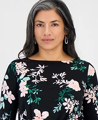 Jm Collection Petite Printed Asymmetric Twist-Front Top, Macy's Exclusive