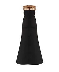 Ivonne Women's Long Strapless Dress with Sequin Bow