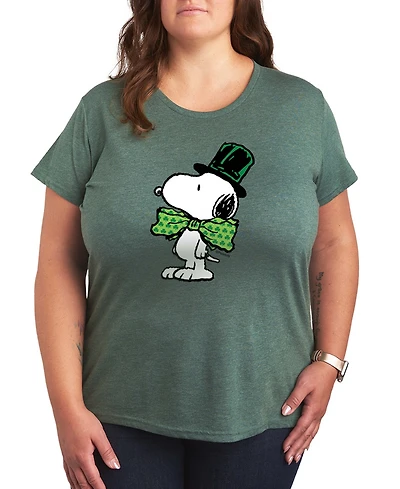 Hybrid Apparel Plus Peanuts Snoopy Bowtie St. Patrick's Day Graphic Crewneck T-Shirt
