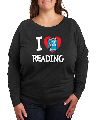 Hybrid Apparel Plus Dr. Seuss Cat the Hat Love Reading French Terry Graphic Crewneck T-Shirt