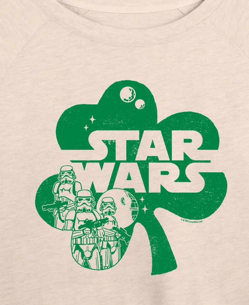 Hybrid Apparel Plus Star Wars St. Patrick's Day Clover French Terry Graphic Crewneck T-Shirt