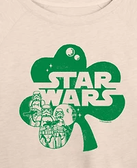 Hybrid Apparel Plus Star Wars St. Patrick's Day Clover French Terry Graphic Crewneck T-Shirt