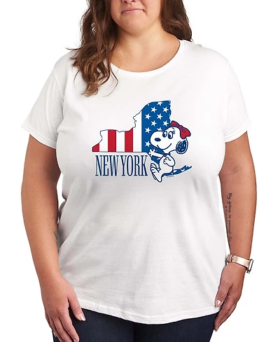 Hybrid Apparel Plus Peanuts New York Flag Graphic Crewneck T-Shirt