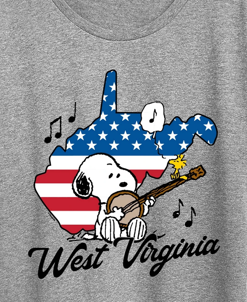 Hybrid Apparel Plus Peanuts West Virginia Snoopy Graphic Crewneck T-Shirt
