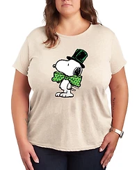 Hybrid Apparel Plus Peanuts Snoopy Bowtie St. Patrick's Day Graphic Crewneck T-Shirt