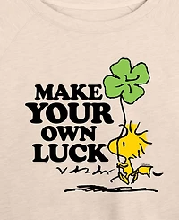 Hybrid Apparel Plus Peanuts St. Patrick's Day Woodstock Make Your Own Luck French Terry Graphic Crewneck T-Shirt