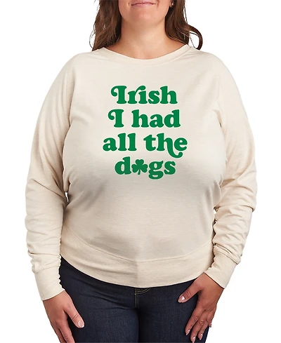 Hybrid Apparel Plus Instant Message St. Patrick's Day Irish I Had All The Dogs French Terry Graphic Crewneck T-Shirt