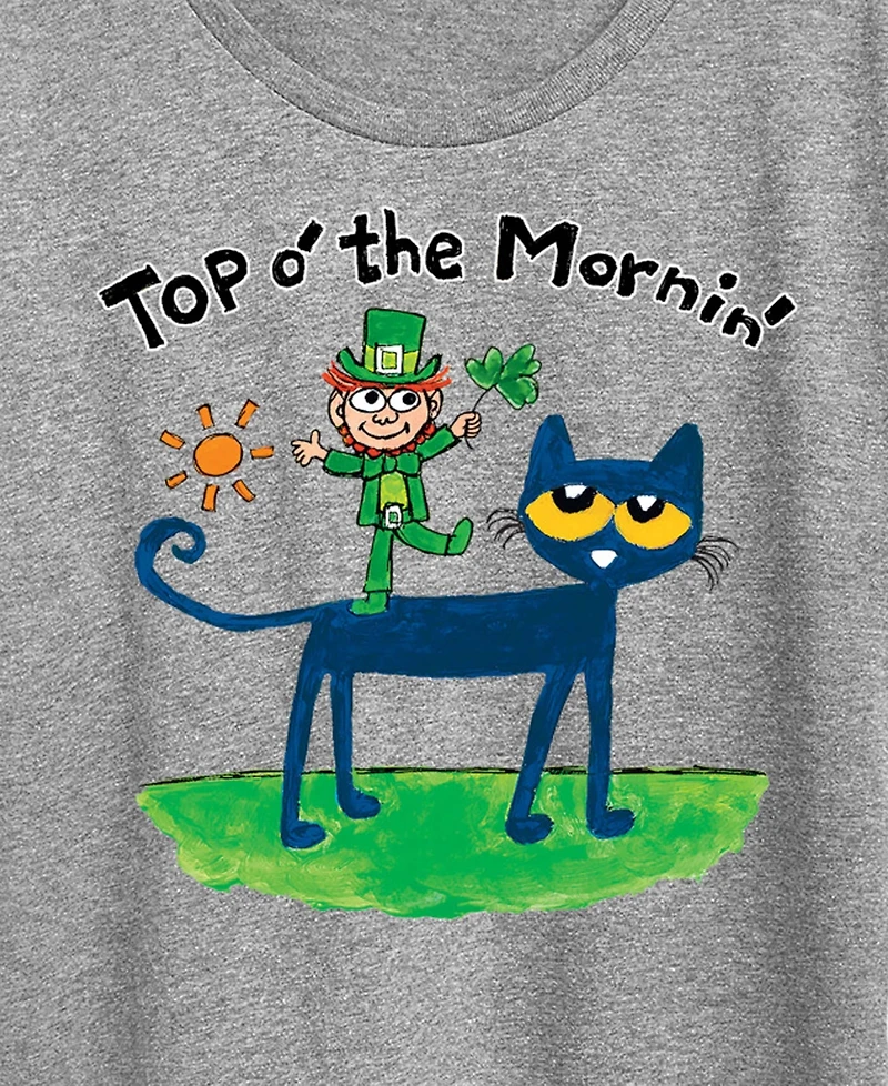 Hybrid Apparel Plus Pete The Cat St. Patrick's Day Mornin' Leprechaun Graphic Crewneck T-Shirt
