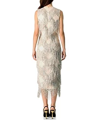 Ivonne Women's Deco Shimmer Fringe Midi Dress