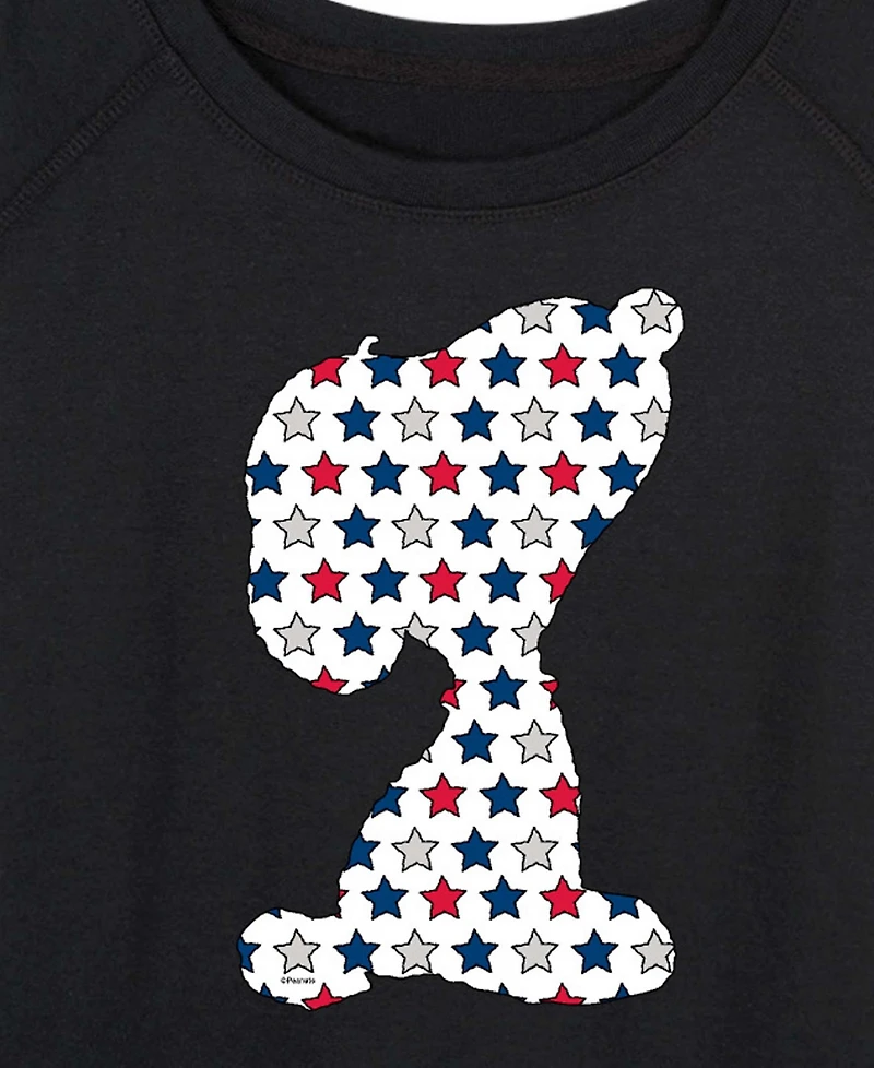 Hybrid Apparel Plus Peanuts Snoopy Silhouette Usa Stars French Terry Graphic Crewneck T-Shirt