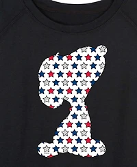 Hybrid Apparel Plus Peanuts Snoopy Silhouette Usa Stars French Terry Graphic Crewneck T-Shirt
