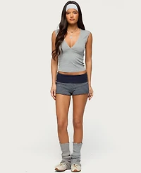 Edikted Women's Nour Contrast Striped Foldover Shorts