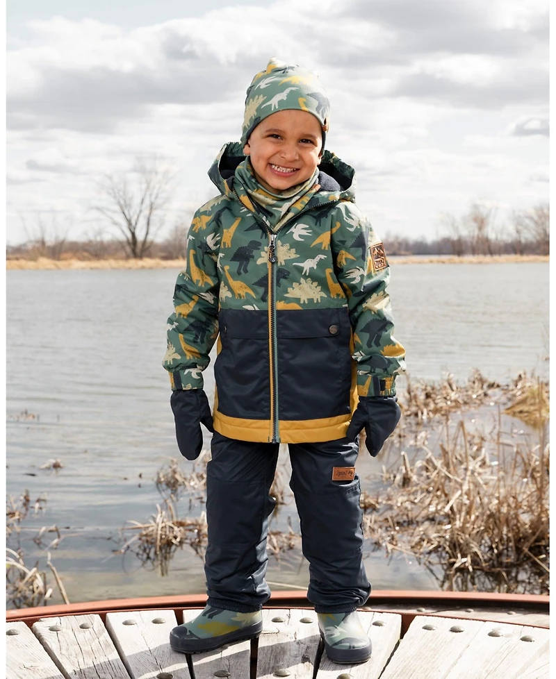 Deux par Deux Baby Boys Stretch Jersey Beanie Green Dinosaur Print