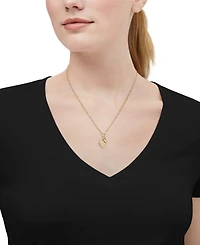 Macy's Created White Sapphire (1/10 ct. t.w.) Heart Pendant Necklace in 14k Yellow Gold-Plated Sterling Silver