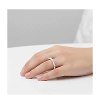 14k Gold Plated with Cubic Zirconia Enamel Bamboo Teens/Young Adult Stacking Ring