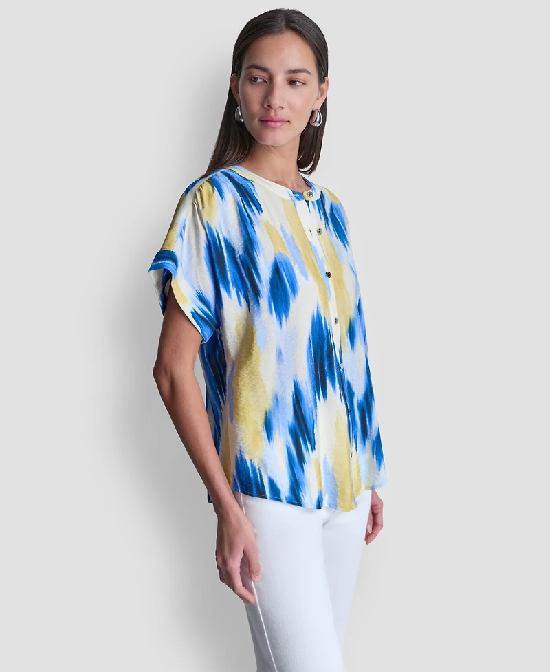 Dkny Women's Abstract-Print Button-Down Blouse