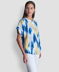 Dkny Women's Abstract-Print Button-Down Blouse