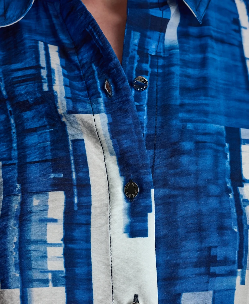 Dkny Women's Printed Short-Sleeve Camp Shirt