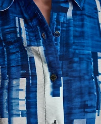 Dkny Women's Printed Short-Sleeve Camp Shirt