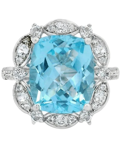 Macy's Sky Blue Topaz (6.35 ct. t.w.) & White Topaz (0.70 ct. t.w.) Ring in Sterling Silver