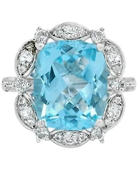 Macy's Sky Blue Topaz (6.35 ct. t.w.) & White Topaz (0.70 ct. t.w.) Ring in Sterling Silver