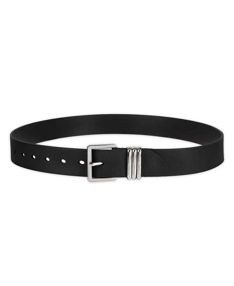 Tommy Hilfiger Women's Triple-Metal Strap Keeper Casual Leather Belt